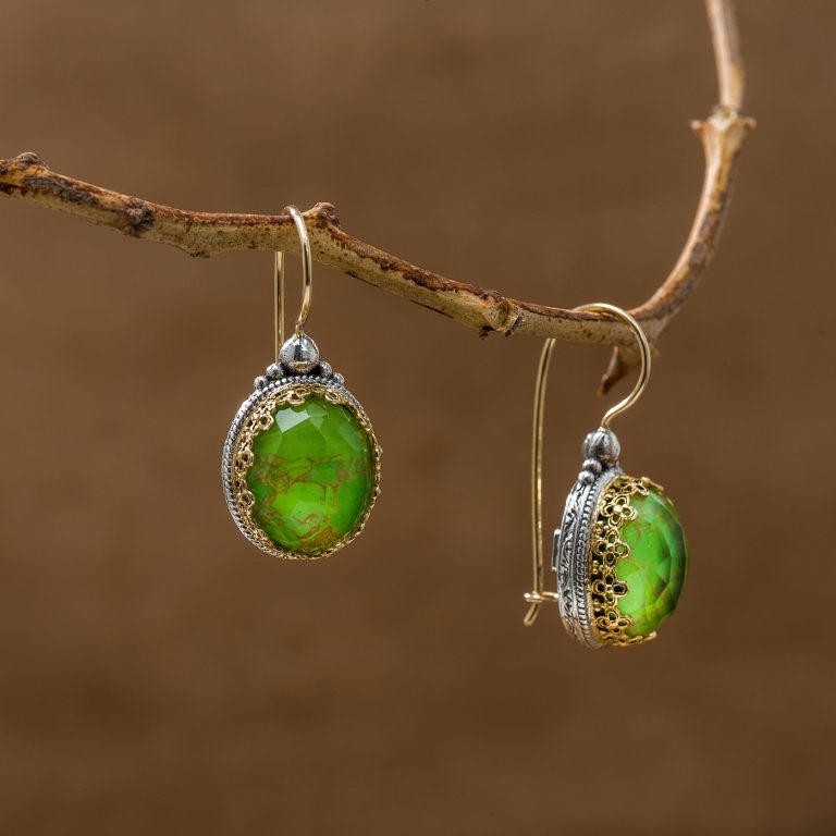 AegeanColorsovalEarringswithGreencopperdouble1628