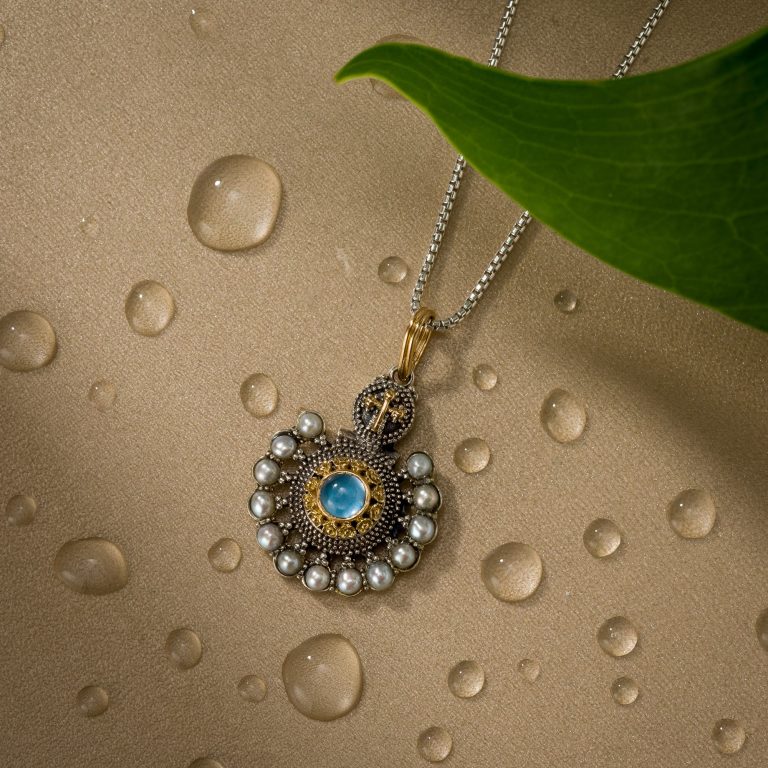 Athenian-Flower-Peacock-Pendant-with-Aquamarine-1031C