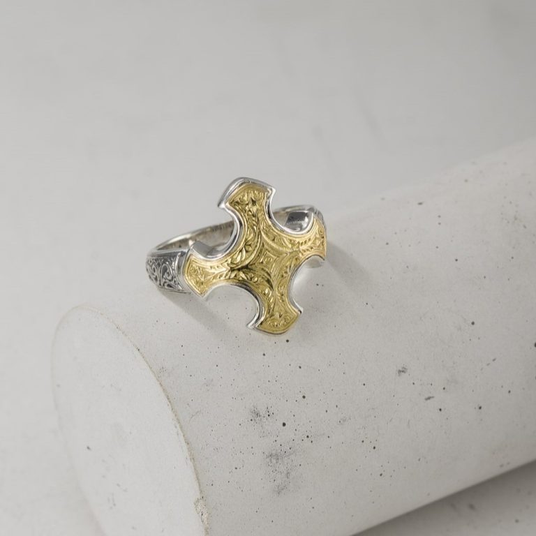 Cross-Ring-in-18K-Gold-and-Sterling-Silver-2214